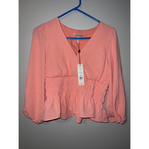 Tops Bcbgeneration Womens Fit And Flare Top 34 Puff Sleeve Smocked